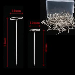 50/100pcs Long T Pins Silver Wig Pins for Wigs Making/Display On Mannequin Canvas Head 38/51mm T Pins Needle Salon Styling Tools