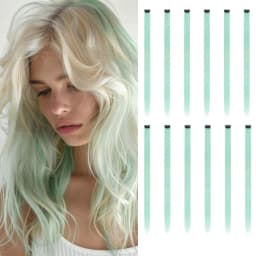 22 inches12pcs/pack Colored Party Synthetic Clip in Hair Extensions for Girls Multi-colors Straight Hair Synthetic Hairpieces