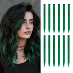 22 inches12pcs/pack Colored Party Synthetic Clip in Hair Extensions for Girls Multi-colors Straight Hair Synthetic Hairpieces