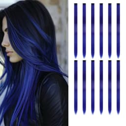 22 inches12pcs/pack Colored Party Synthetic Clip in Hair Extensions for Girls Multi-colors Straight Hair Synthetic Hairpieces