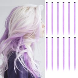 22 inches12pcs/pack Colored Party Synthetic Clip in Hair Extensions for Girls Multi-colors Straight Hair Synthetic Hairpieces