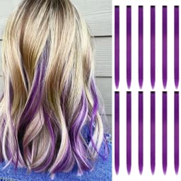 22 inches12pcs/pack Colored Party Synthetic Clip in Hair Extensions for Girls Multi-colors Straight Hair Synthetic Hairpieces