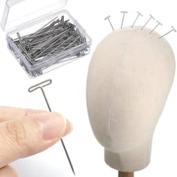 100pcs Long T Pins Silver Wig Pins for Wigs Making/Display On Mannequin Canvas Head 38/51mm T Pins Needle Salon Styling Tools