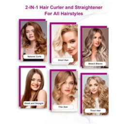 2-in-1 Hair Dryer and Flat Iron Dual Heat Negative Ion Styler for Quick Drying Straightening Travel Portable Home Salon Tool