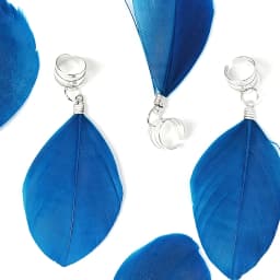 6Pcs Bohemian Style Dreadlock Blue Feather Hair Rings - Suitable for Parties & Balls