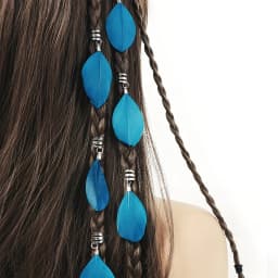 6Pcs Bohemian Style Dreadlock Blue Feather Hair Rings - Suitable for Parties & Balls