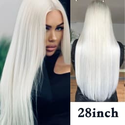 Light Blonde Wig 28 Inch Wig Long Straight Synthetic Wigs High Temperature Fibers for Cosplay Moonlight White