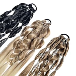Synthetic 24-inch bubble lantern braided ponytail hair extension light golden Ombre with silver glitter wire women's daily