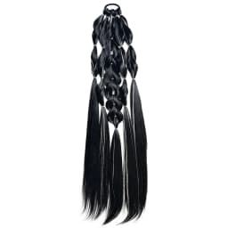 Synthetic 24-inch bubble lantern braided ponytail hair extension light golden Ombre with silver glitter wire women's daily