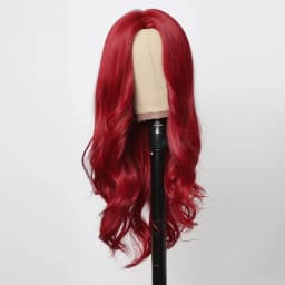 Red synthetic wig, big wave style wig, Halloween cosplay accessory, daily wear, high-temperature hair cap