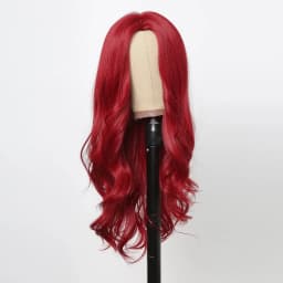 Red synthetic wig, big wave style wig, Halloween cosplay accessory, daily wear, high-temperature hair cap