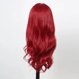 Red synthetic wig, big wave style wig, Halloween cosplay accessory, daily wear, high-temperature hair cap