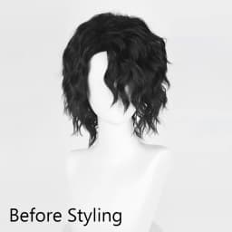 Men Synthetic Short Black Wave Curly Men Wig Anime Game Cosplay Fluffy Heat Resistant Wig for Daily Party