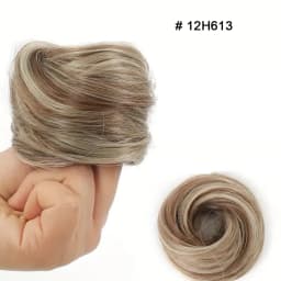 Synthetic Chignon Elastic Rubber Band Fake Hair Bun Clip in On Hair Tail Extension Updo Hair Piece Ponytail for Women