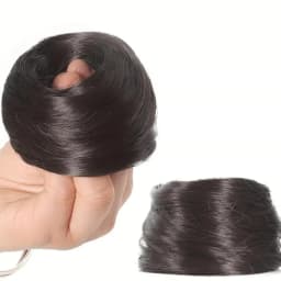 Synthetic Chignon Elastic Rubber Band Fake Hair Bun Clip in On Hair Tail Extension Updo Hair Piece Ponytail for Women