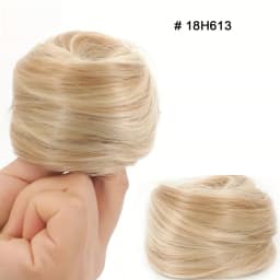 Synthetic Chignon Elastic Rubber Band Fake Hair Bun Clip in On Hair Tail Extension Updo Hair Piece Ponytail for Women