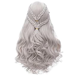 HAIRJOY   Synthetic Hair Cosplay  Wigs Silver Long Braided Costume Cosplay Queen Lolita Wig for Women