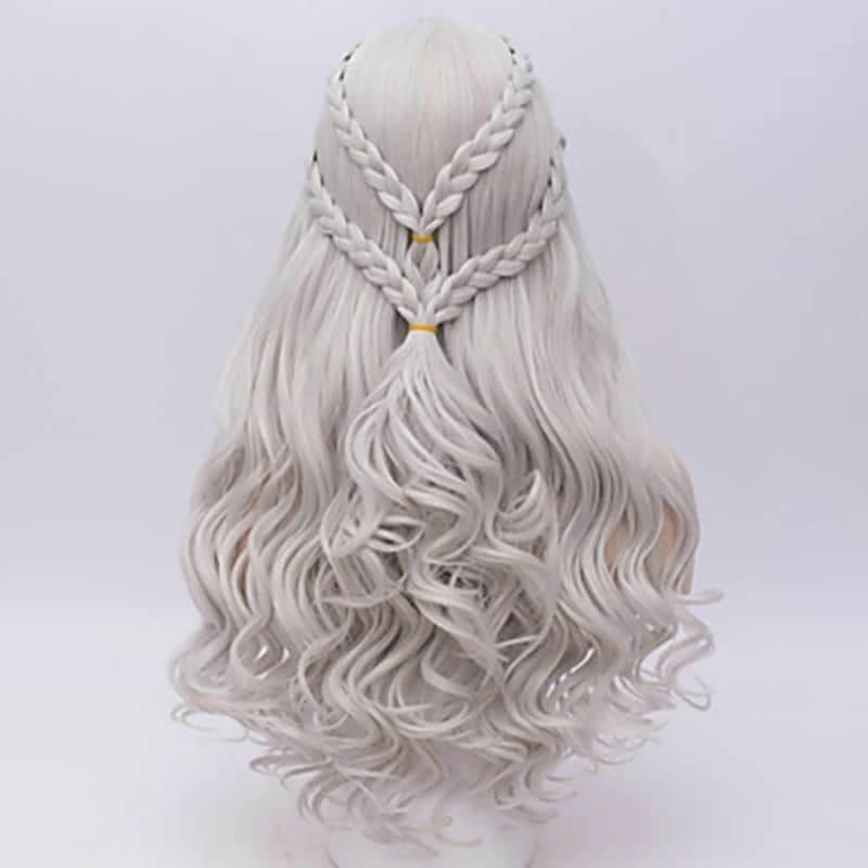 HAIRJOY   Synthetic Hair Cosplay  Wigs Silver Long Braided Costume Cosplay Queen Lolita Wig for Women