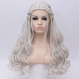 HAIRJOY   Synthetic Hair Cosplay  Wigs Silver Long Braided Costume Cosplay Queen Lolita Wig for Women