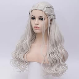 HAIRJOY   Synthetic Hair Cosplay  Wigs Silver Long Braided Costume Cosplay Queen Lolita Wig for Women