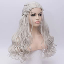 HAIRJOY   Synthetic Hair Cosplay  Wigs Silver Long Braided Costume Cosplay Queen Lolita Wig for Women