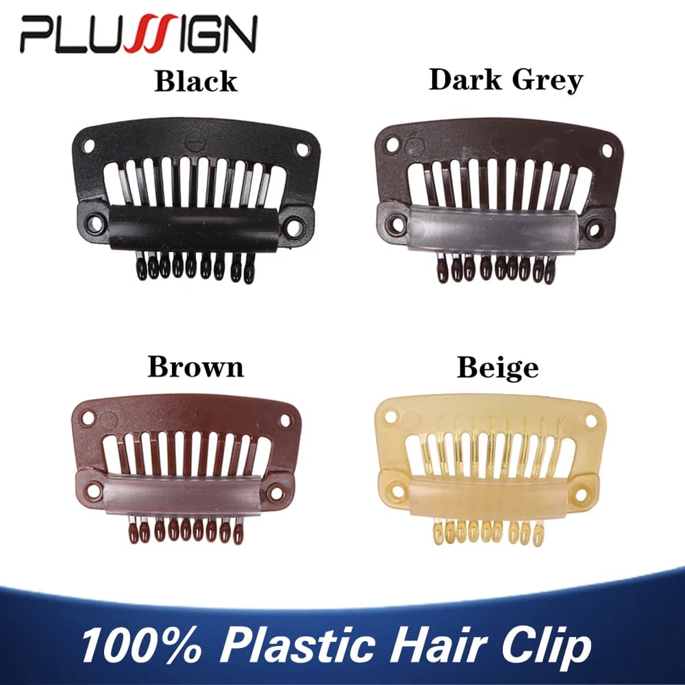 32Mm Black Plastic Wig Clips Snap Clip Used For Hair Extension Weft Hairpieces Wigs Big Hair Clips Styling Tools Wig Accessories