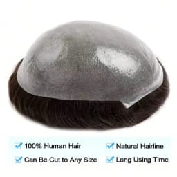 Ultra Thin Skin Hair Toupee for Men Real Human Hair Replacement System Full PU Mens Toupee Hairpieces for Male
