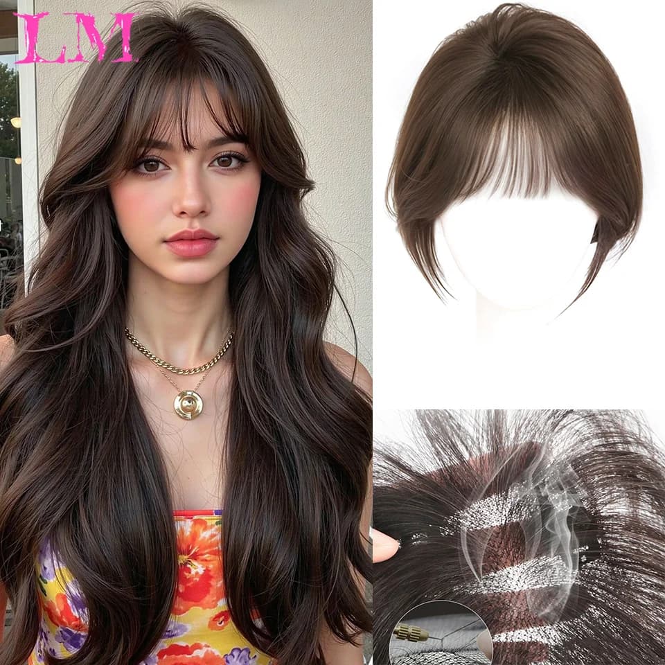 LM Top Base Women Topper Hair Women Wigs Clip In Real Human Hair Hairpiece Human Hair Extension Thin Breathable Women Toupper