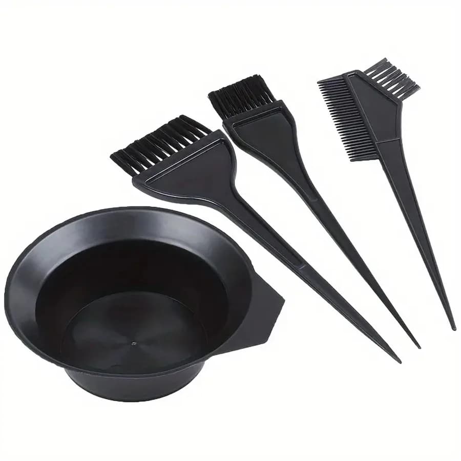 4Pcs/Set Black Hair Dyeing Accessories Kit Hair Coloring Dye Comb Stirring Brush Plastic Color Mixing Bowl DIY Hair Styling Tool