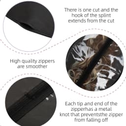 3pcs Premium Wig Storage Bags with Sturdy Metal Hangers - Black Transparent Design for Multiple Wigs & Hair Extensions