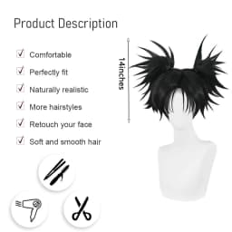 High-Quality Anime Jujutsu Kaisen Choso Cosplay Synthetic Hair 14-Inch Double Ponytail High Braids Halloween Daily Party Wig