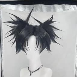 High-Quality Anime Jujutsu Kaisen Choso Cosplay Synthetic Hair 14-Inch Double Ponytail High Braids Halloween Daily Party Wig