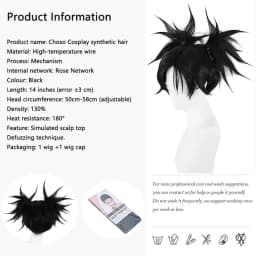 High-Quality Anime Jujutsu Kaisen Choso Cosplay Synthetic Hair 14-Inch Double Ponytail High Braids Halloween Daily Party Wig