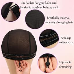 Half Wig Cap With Drawstring For Lace Wig Making Black Semi-Spliced Wig Cap For U Part Wig 4*4 5*5 13*4 13*6 Drawstring Wig Caps
