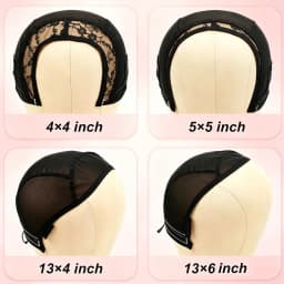 Half Wig Cap With Drawstring For Lace Wig Making Black Semi-Spliced Wig Cap For U Part Wig 4*4 5*5 13*4 13*6 Drawstring Wig Caps