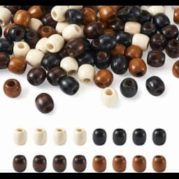 100Pcs/bag 11*12mm Large Hole 5mm Barrel Wood European Loose Beads Mixed Colors Natural Wooden Dreadlock Hair Braid Beads