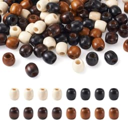100Pcs/bag 11*12mm Large Hole 5mm Barrel Wood European Loose Beads Mixed Colors Natural Wooden Dreadlock Hair Braid Beads
