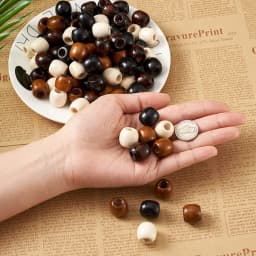 100Pcs/bag 11*12mm Large Hole 5mm Barrel Wood European Loose Beads Mixed Colors Natural Wooden Dreadlock Hair Braid Beads