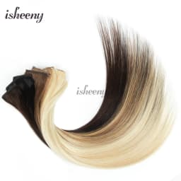 Isheeny 6PCS Mini Clip in Human Hair Pad 1Clip On Machine Weft Hair Extensions 12'-16' 30g/Pack Natural Straight Clip Hair Piece
