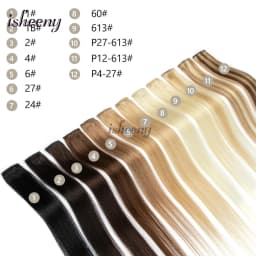 Isheeny 6PCS Mini Clip in Human Hair Pad 1Clip On Machine Weft Hair Extensions 12'-16' 30g/Pack Natural Straight Clip Hair Piece