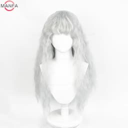 Griffith Cosplay Wig Light Grey Curly Wavy Long Heat Resistant Synthetic Hair Wigs + Wig Cap