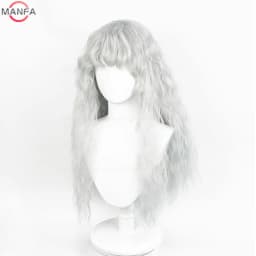 Griffith Cosplay Wig Light Grey Curly Wavy Long Heat Resistant Synthetic Hair Wigs + Wig Cap