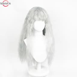 Griffith Cosplay Wig Light Grey Curly Wavy Long Heat Resistant Synthetic Hair Wigs + Wig Cap