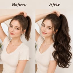 Synthetic Long Straight Claw Clip On Ponytail Hair Extensions 50cm Heat Resistant Pony Tail Hair Piece For Women Daily Party