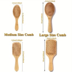 Natural Bamboo Paddle Air Cushion Hair Brush Scalp Massage Anti-Static Detangling Comb Special for Human Hair Wigs