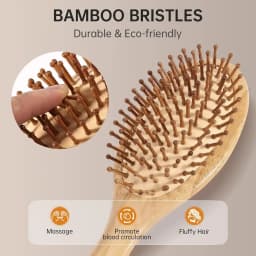 Natural Bamboo Paddle Air Cushion Hair Brush Scalp Massage Anti-Static Detangling Comb Special for Human Hair Wigs