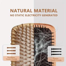 Natural Bamboo Paddle Air Cushion Hair Brush Scalp Massage Anti-Static Detangling Comb Special for Human Hair Wigs