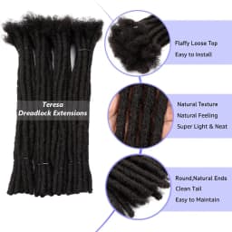 0.8 cm Synthetic Hair Dreadlock Extensions 10 inch 10 Strands Full Handmade Permanent Locs Soft Natural Black Dreads Extension