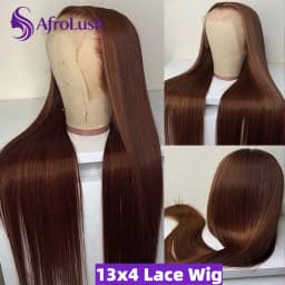 13X4 Chocolate Brown Straight Human Wigs 200% Density #4 Color 18-34 inch 13x4 HD Lace Frontal Straight Wig Pre Plucked 100% Human Hair 3-7 Days Delivery
