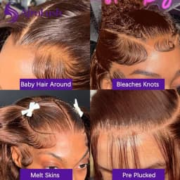 13X4 Chocolate Brown Straight Human Wigs 200% Density #4 Color 18-34 inch 13x4 HD Lace Frontal Straight Wig Pre Plucked 100% Human Hair 3-7 Days Delivery